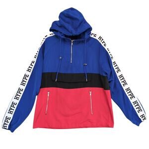Carbon Men's S Hype 1/4 Zip Colorblock Pullover Hoodie Windbreaker Jacket HipHop